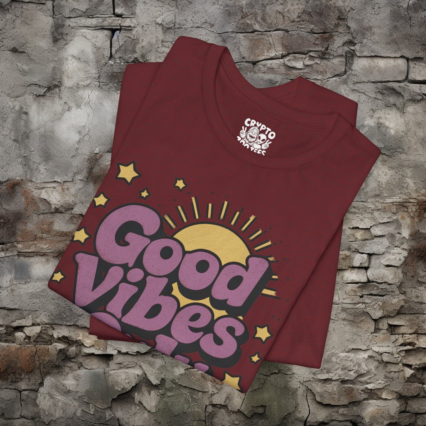 T-Shirt - Good Vibes Only Retro Tee | Bella + Canvas Unisex T-shirt from Crypto Zoo Tees