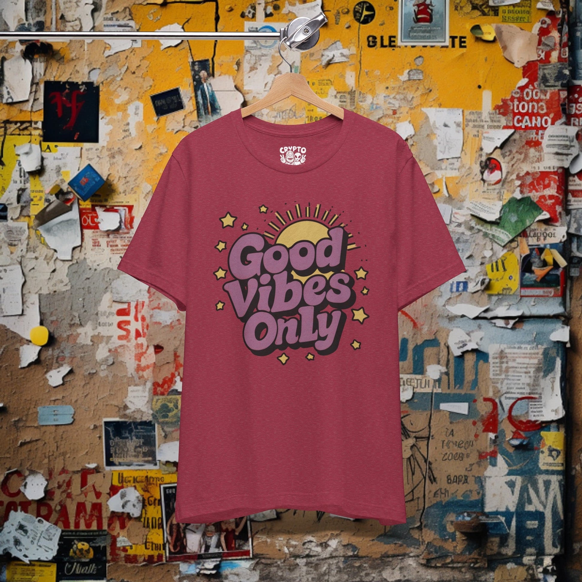 T-Shirt - Good Vibes Only Retro Tee | Bella + Canvas Unisex T-shirt from Crypto Zoo Tees