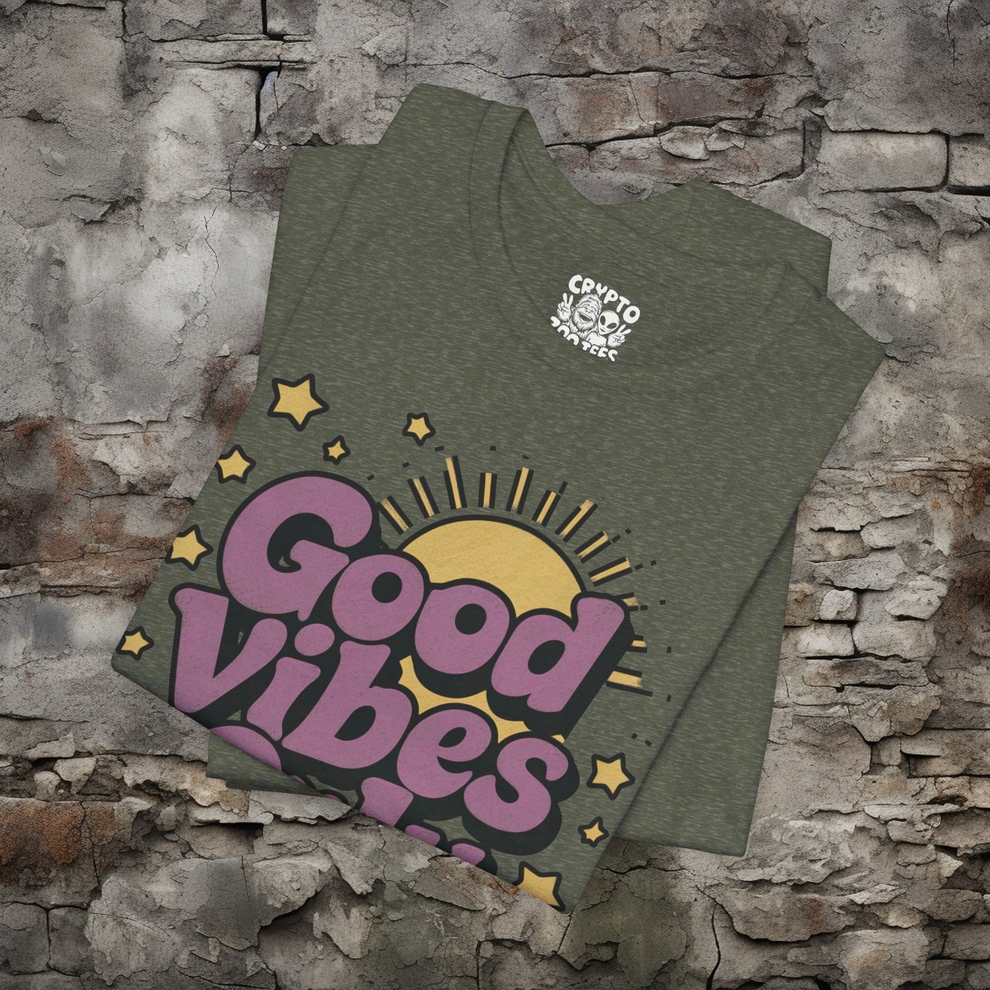 T-Shirt - Good Vibes Only Retro Tee | Bella + Canvas Unisex T-shirt from Crypto Zoo Tees