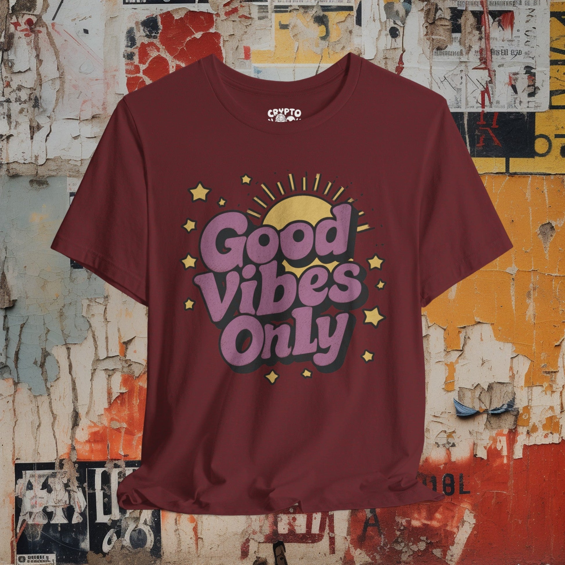 T-Shirt - Good Vibes Only Retro Tee | Bella + Canvas Unisex T-shirt from Crypto Zoo Tees