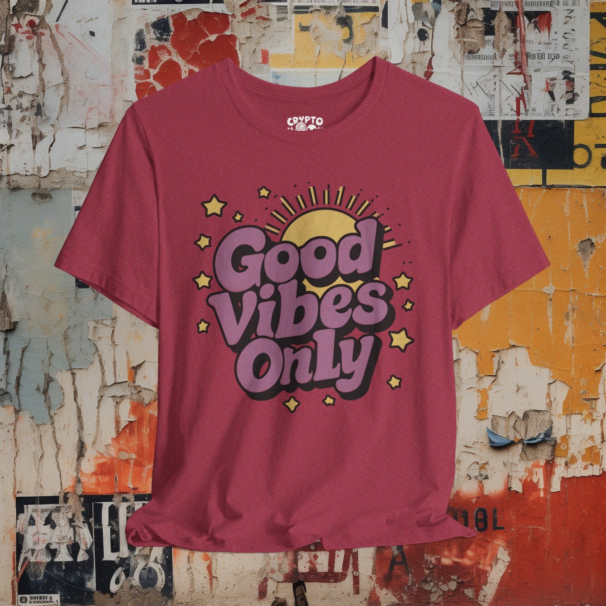 T-Shirt - Good Vibes Only Retro Tee | Bella + Canvas Unisex T-shirt from Crypto Zoo Tees