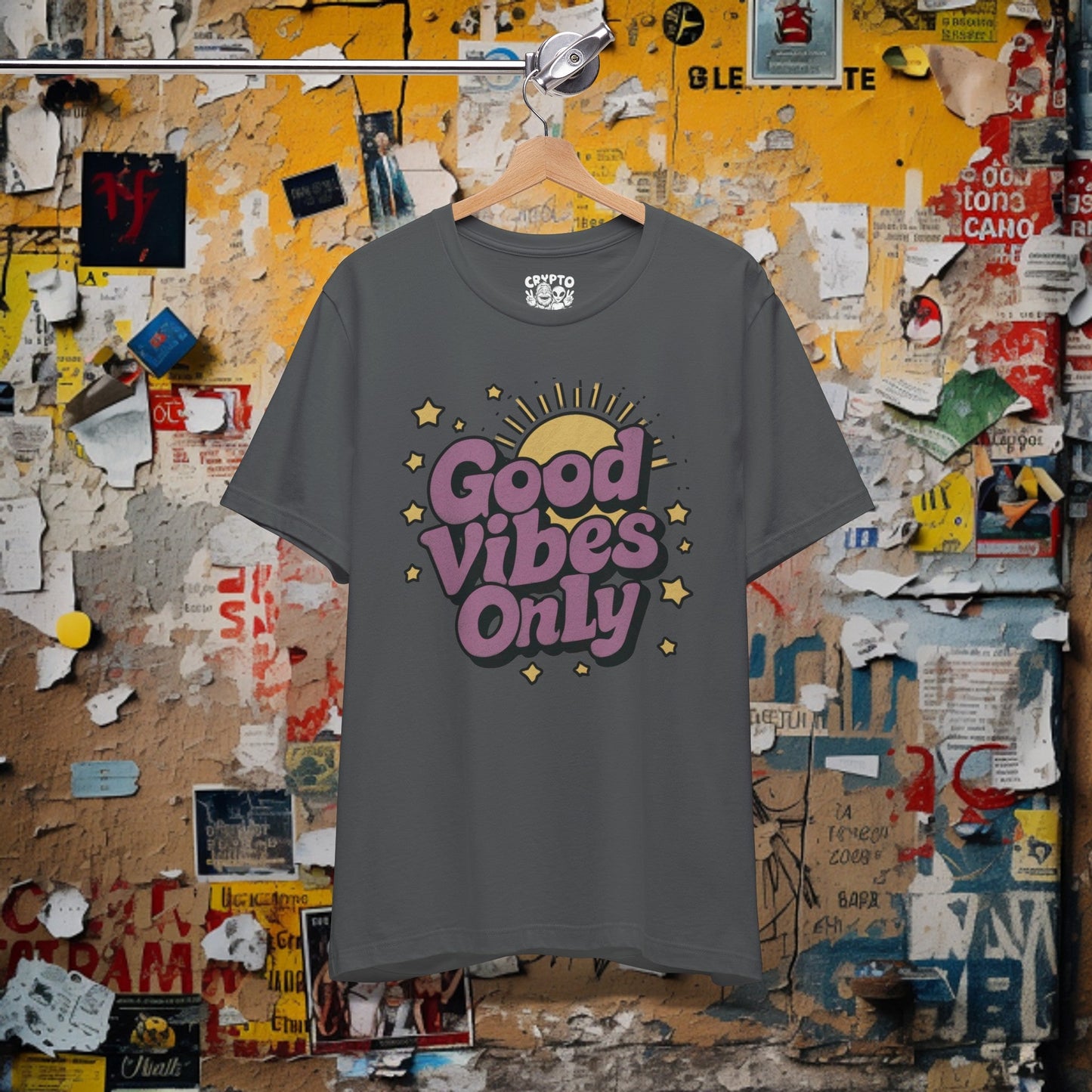 T-Shirt - Good Vibes Only Retro Tee | Bella + Canvas Unisex T-shirt from Crypto Zoo Tees