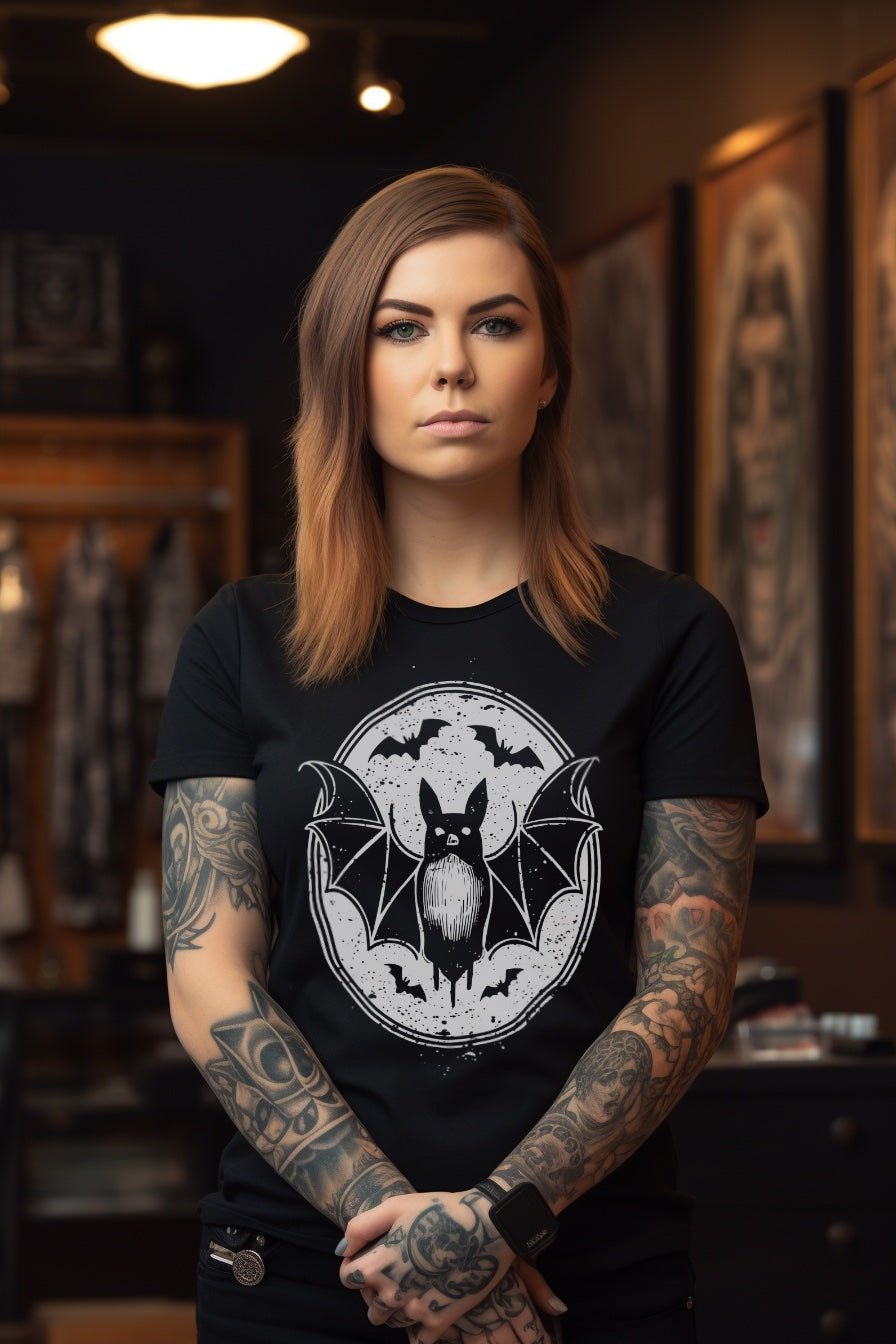 T-Shirt - Goth Bat Logo Seal Tee | Bella + Canvas Unisex T-shirt from Crypto Zoo Tees