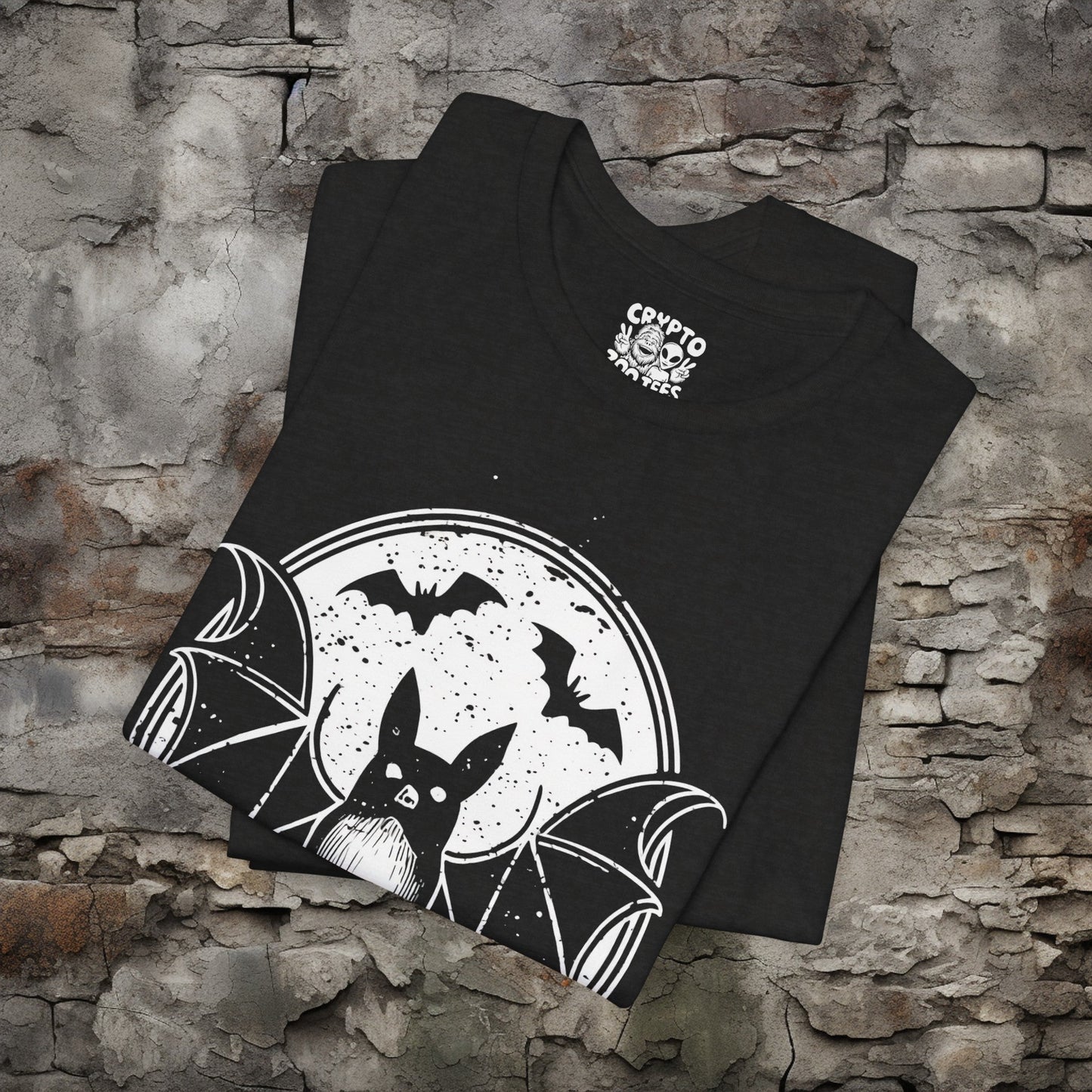 T-Shirt - Goth Bat Logo Seal Tee | Bella + Canvas Unisex T-shirt from Crypto Zoo Tees