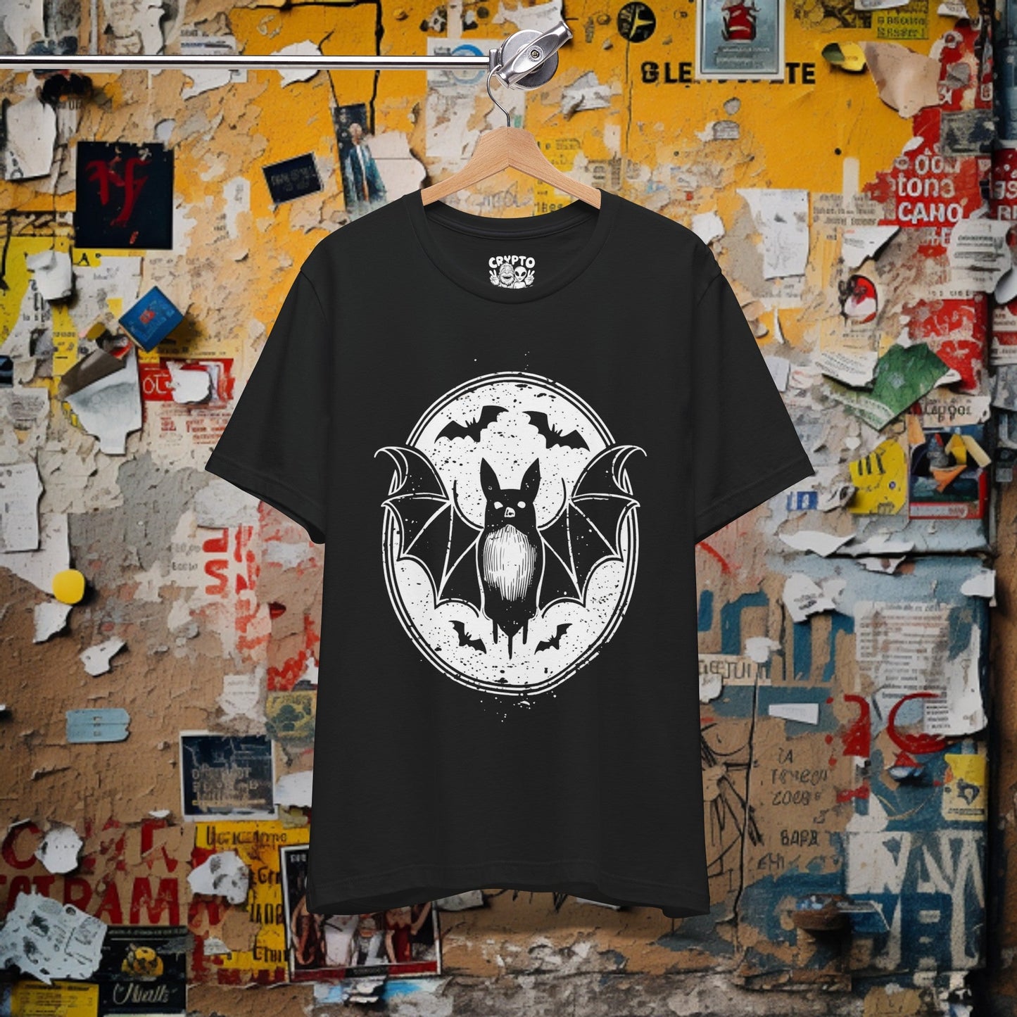 T-Shirt - Goth Bat Logo Seal Tee | Bella + Canvas Unisex T-shirt from Crypto Zoo Tees