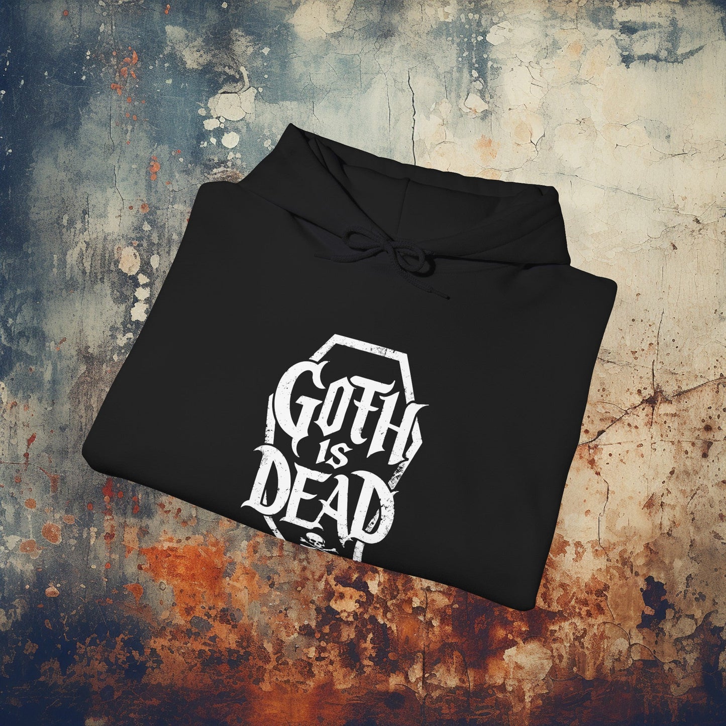 Hoodie - Goth Is Dead Gothic Dark Humor Coffin Skull Hoodie | Hoodie | Hooded Sweatshirt from Crypto Zoo Tees