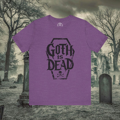 T-Shirt - Goth Is Dead with Coffin Skull Crossbone - Goth Humor - Available in Many Colors incl Pinks for Pastel Goths - Soft Cotton Unisex T-shirt from Crypto Zoo Tees
