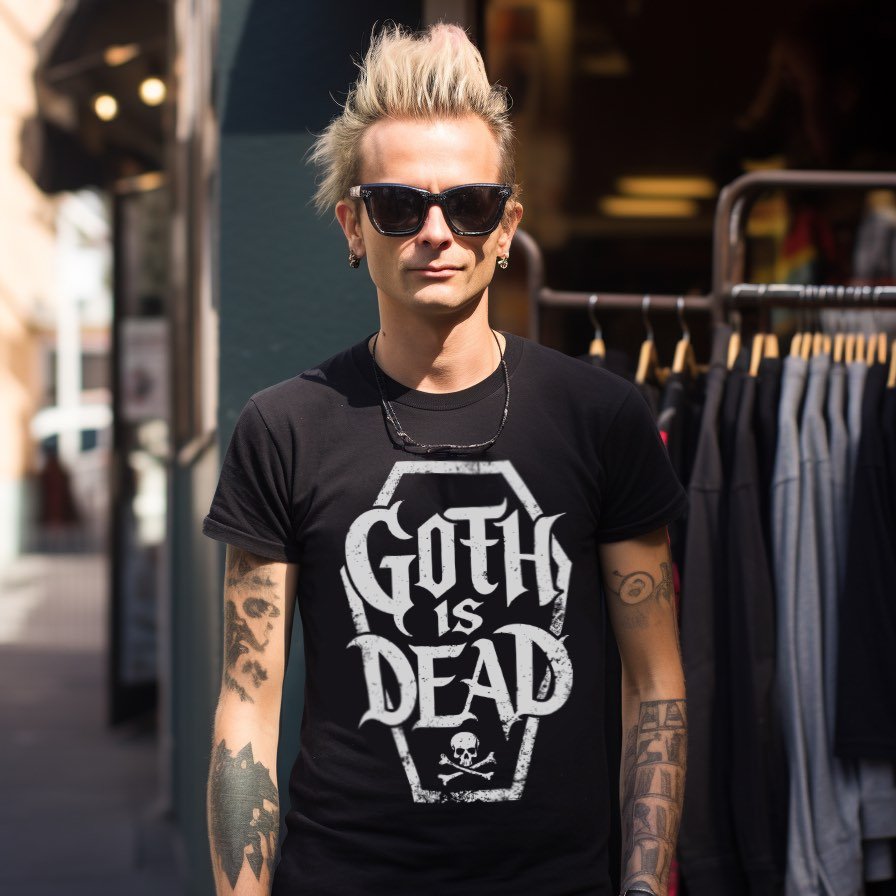 T-Shirt - Goth Is Dead with Coffin Skull Crossbone - Goth Humor - Available in Many Colors incl Pinks for Pastel Goths - Soft Cotton Unisex T-shirt from Crypto Zoo Tees