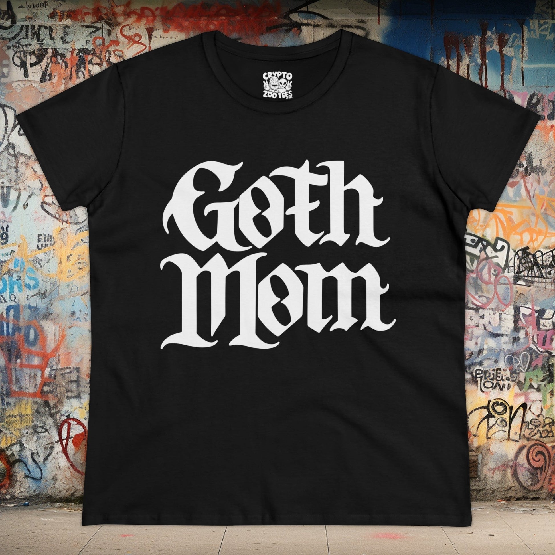 T-Shirt - Goth Mom | People | Tattoo Culture | Women's T-Shirt | Cotton Tee from Crypto Zoo Tees