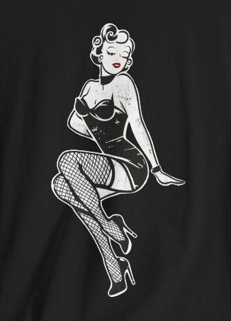 T-Shirt - Gothic Burlesque Pinup In Fishnets T-shirt | Bella+ Canvas | Goth Punk Rockabilly from Crypto Zoo Tees