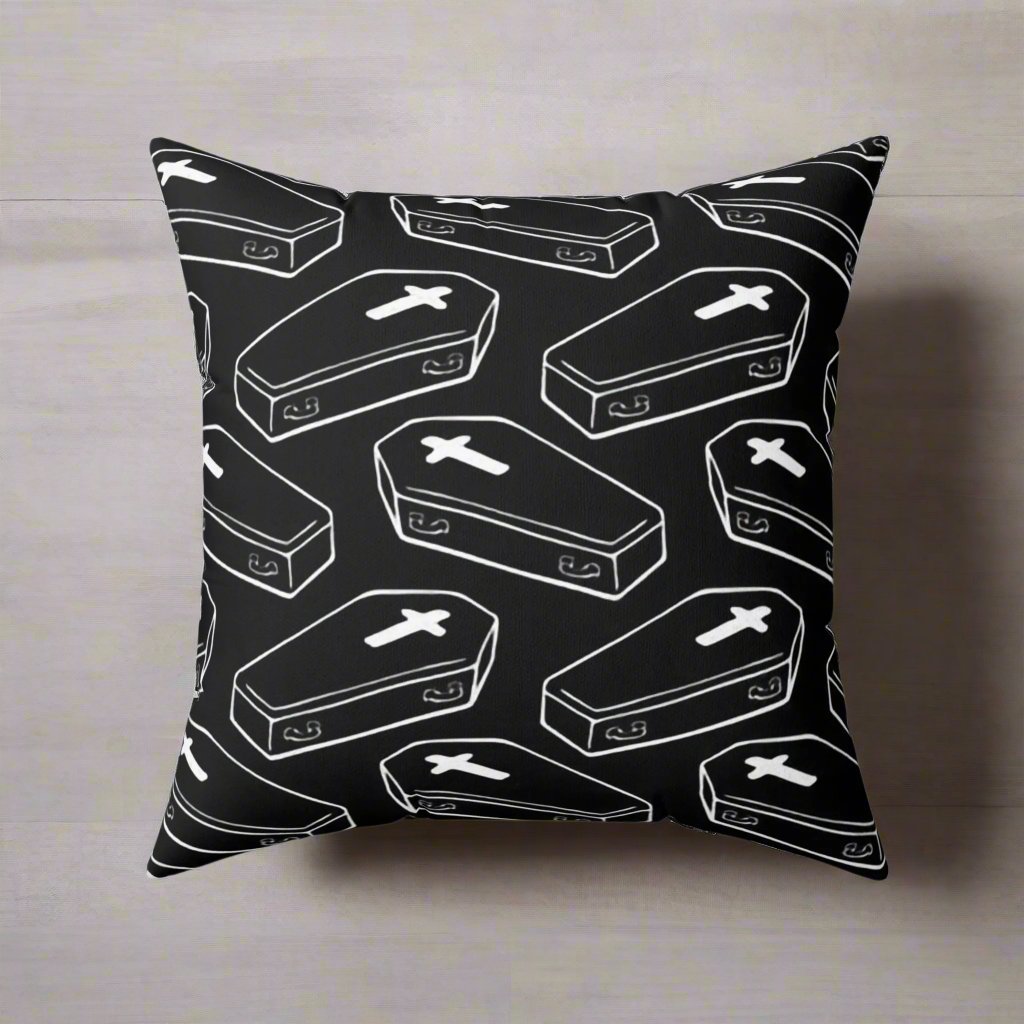 Home Decor - Gothic Coffin | Gothic Decor | Spun Polyester Pillow | Pillow Included! from Crypto Zoo Tees