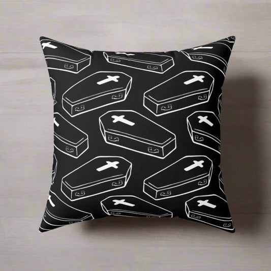 Home Decor - Gothic Coffin | Gothic Decor | Spun Polyester Pillow | Pillow Included! from Crypto Zoo Tees