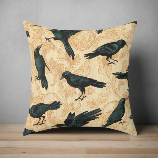 Home Decor - Gothic Crow with Filigree | Gothic Decor | Spun Polyester Pillow | Pillow Included! from Crypto Zoo Tees