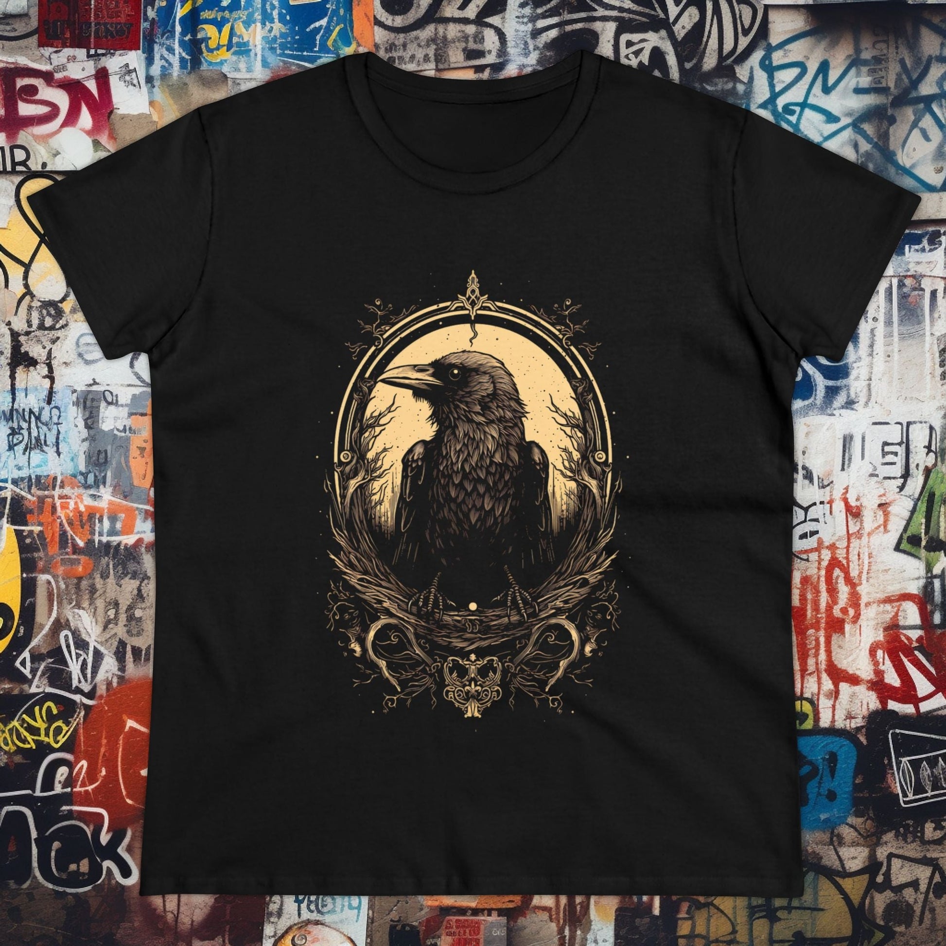 T-Shirt - Gothic Crow | Women's T-Shirt | Cotton Ladies Tee from Crypto Zoo Tees