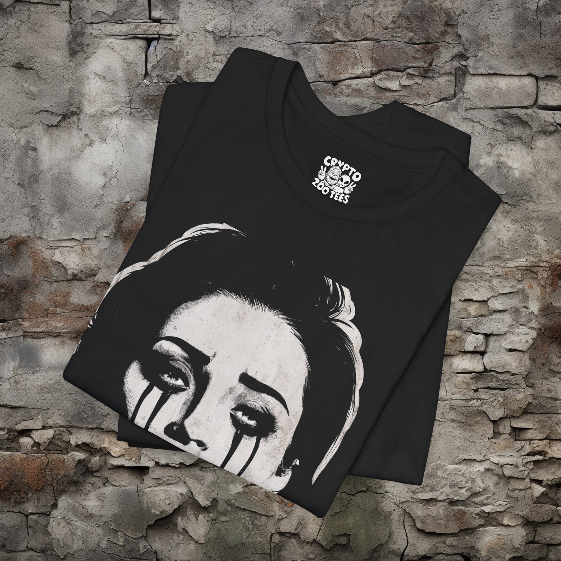 T-Shirt - Gothic Femme: The Tearful Beauty T-shirt | Bella+Canvas Shirt | Punk Rock Cat Kitty Tee from Crypto Zoo Tees