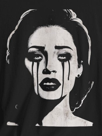 T-Shirt - Gothic Femme: The Tearful Beauty T-shirt | Bella+Canvas Shirt | Punk Rock Cat Kitty Tee from Crypto Zoo Tees