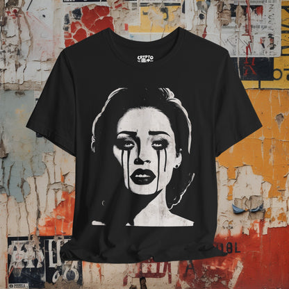 T-Shirt - Gothic Femme: The Tearful Beauty T-shirt | Bella+Canvas Shirt | Punk Rock Cat Kitty Tee from Crypto Zoo Tees