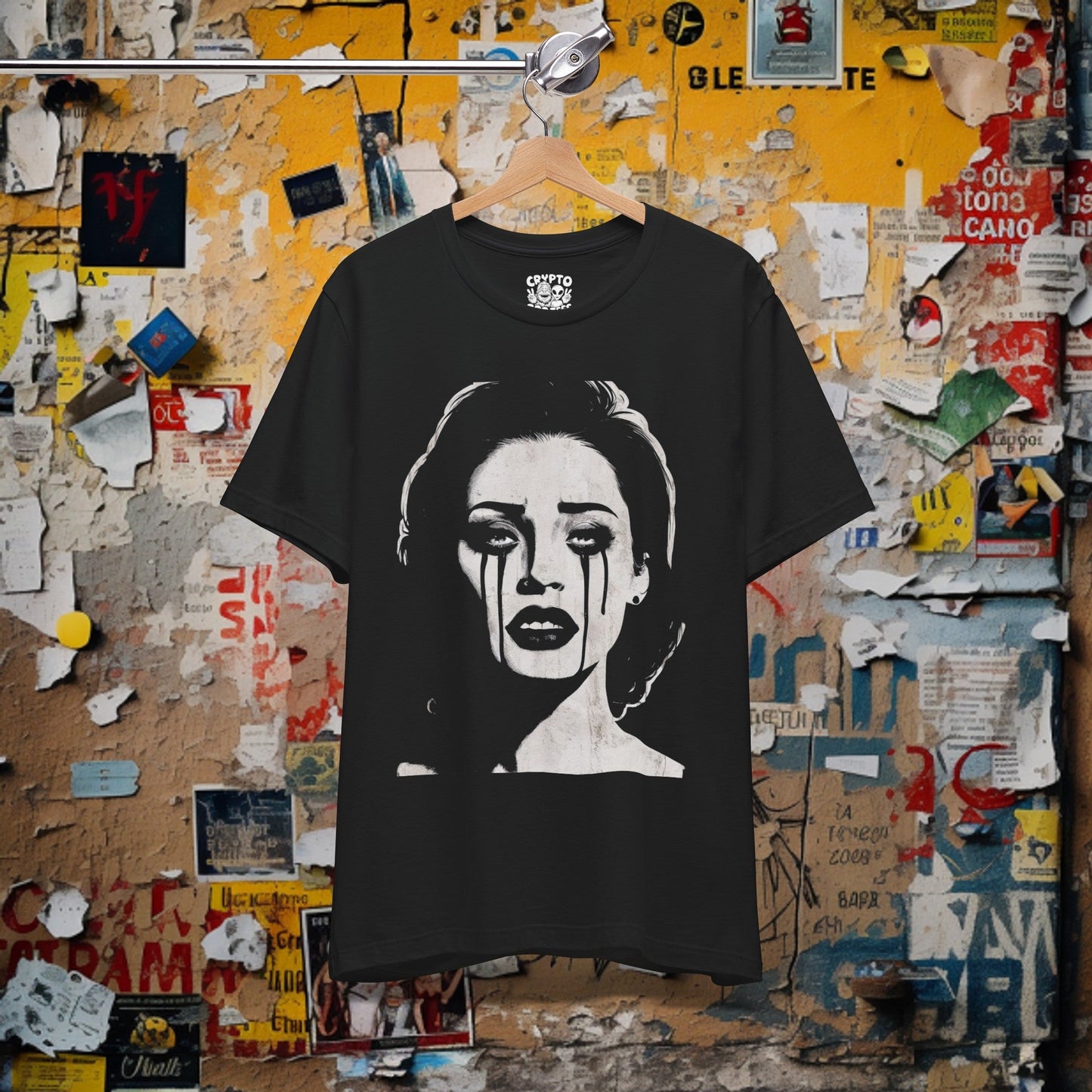 T-Shirt - Gothic Femme: The Tearful Beauty T-shirt | Bella+Canvas Shirt | Punk Rock Cat Kitty Tee from Crypto Zoo Tees