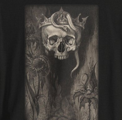 T-Shirt - Gothic Metal Black and Gray Skull Snake Etching Tee | Bella + Canvas Unisex T-shirt from Crypto Zoo Tees