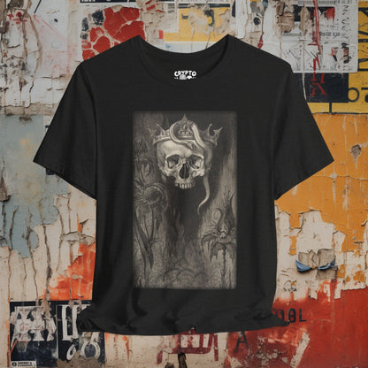 T-Shirt - Gothic Metal Black and Gray Skull Snake Etching Tee | Bella + Canvas Unisex T-shirt from Crypto Zoo Tees