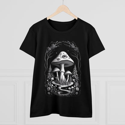 T-Shirt - Gothic Mushroom with Eyes | Women's T-Shirt | Cotton Ladies Tee from Crypto Zoo Tees