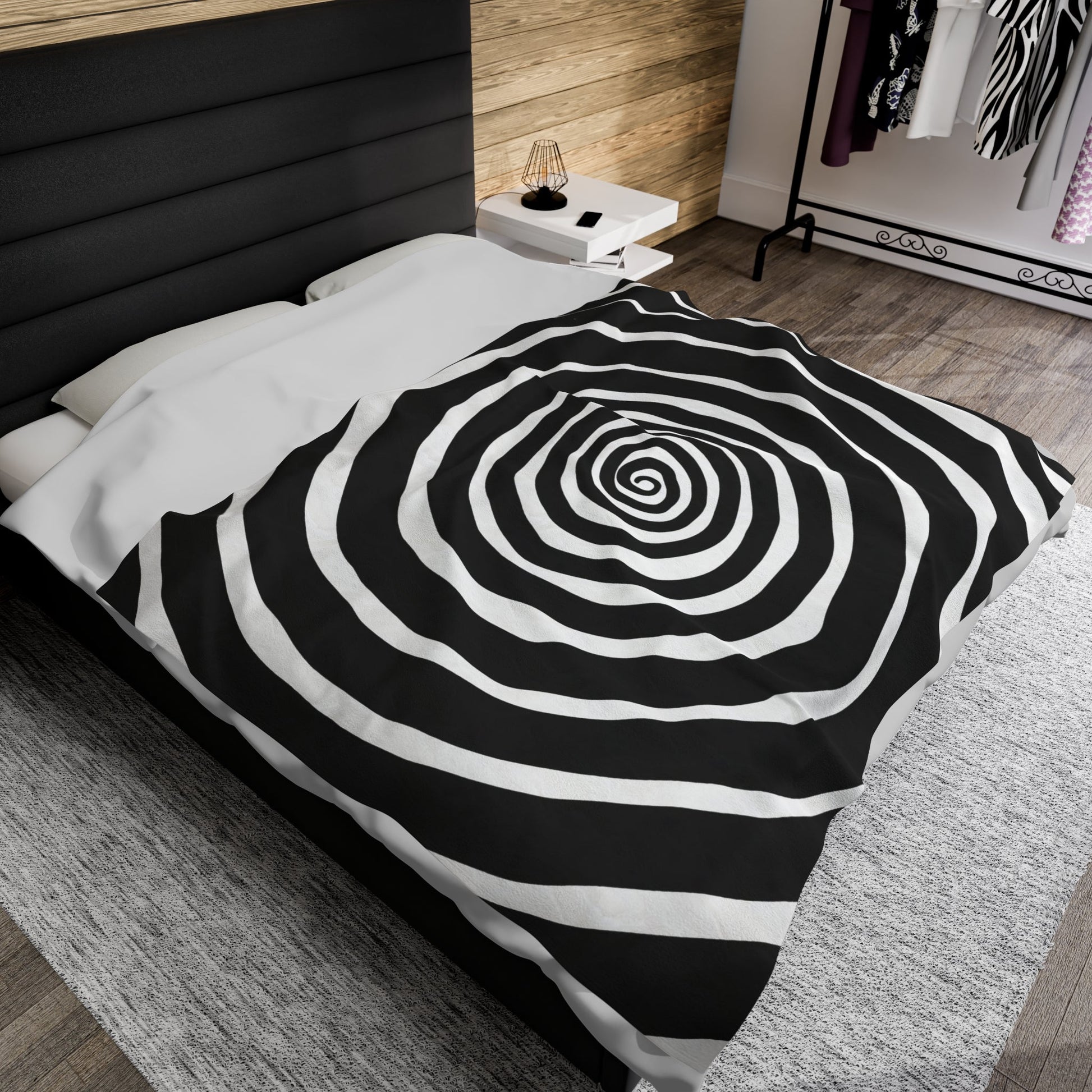 All Over Prints - Gothic Spiral Velveteen Blanket - Abstract Cozy Throw for Home - Soft Plush Decor in 2 Sizes from Crypto Zoo Tees