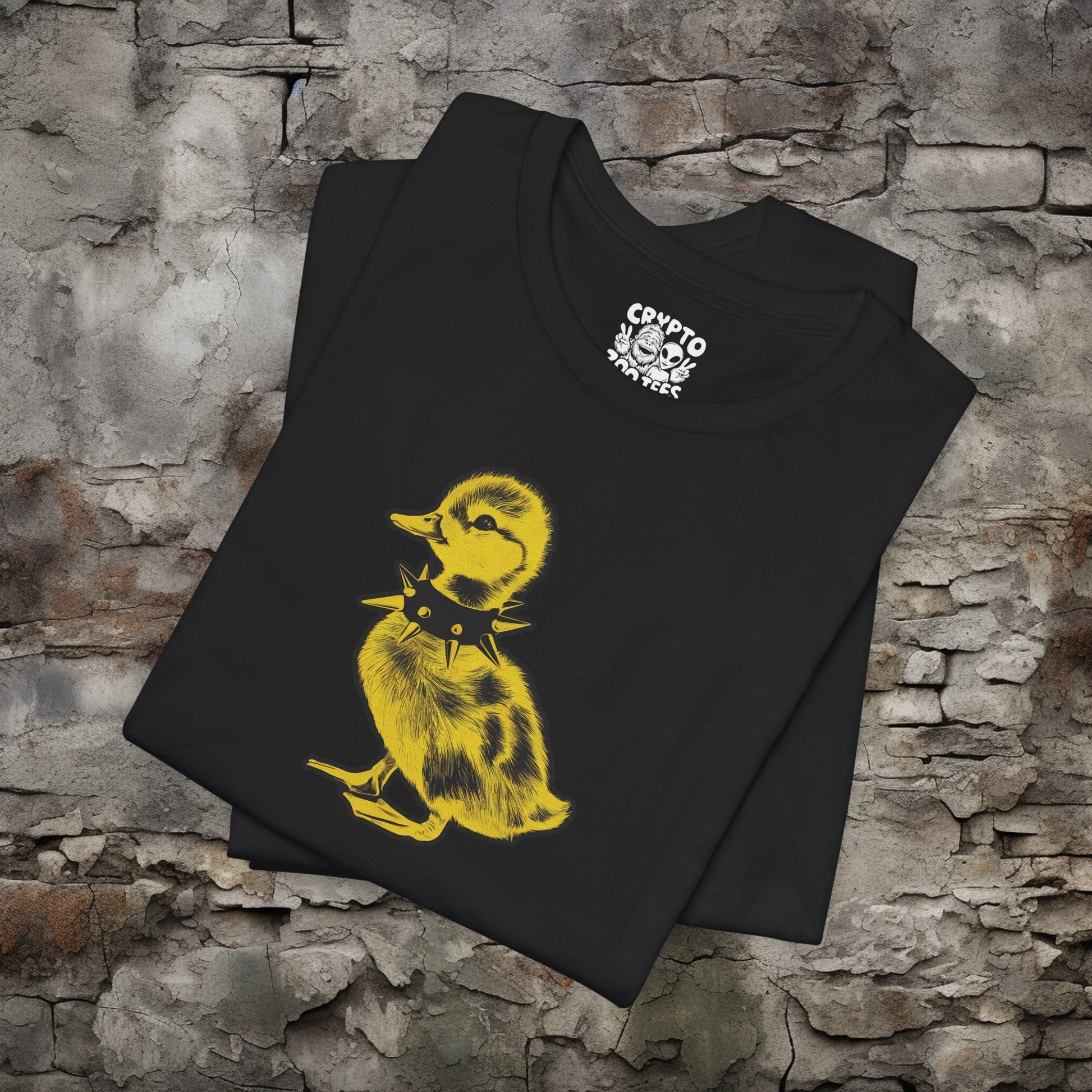 T-Shirt - Grande Punk Baby Duck in Spiked Collar Funny Animal Tee | Bella + Canvas Unisex T-shirt from Crypto Zoo Tees