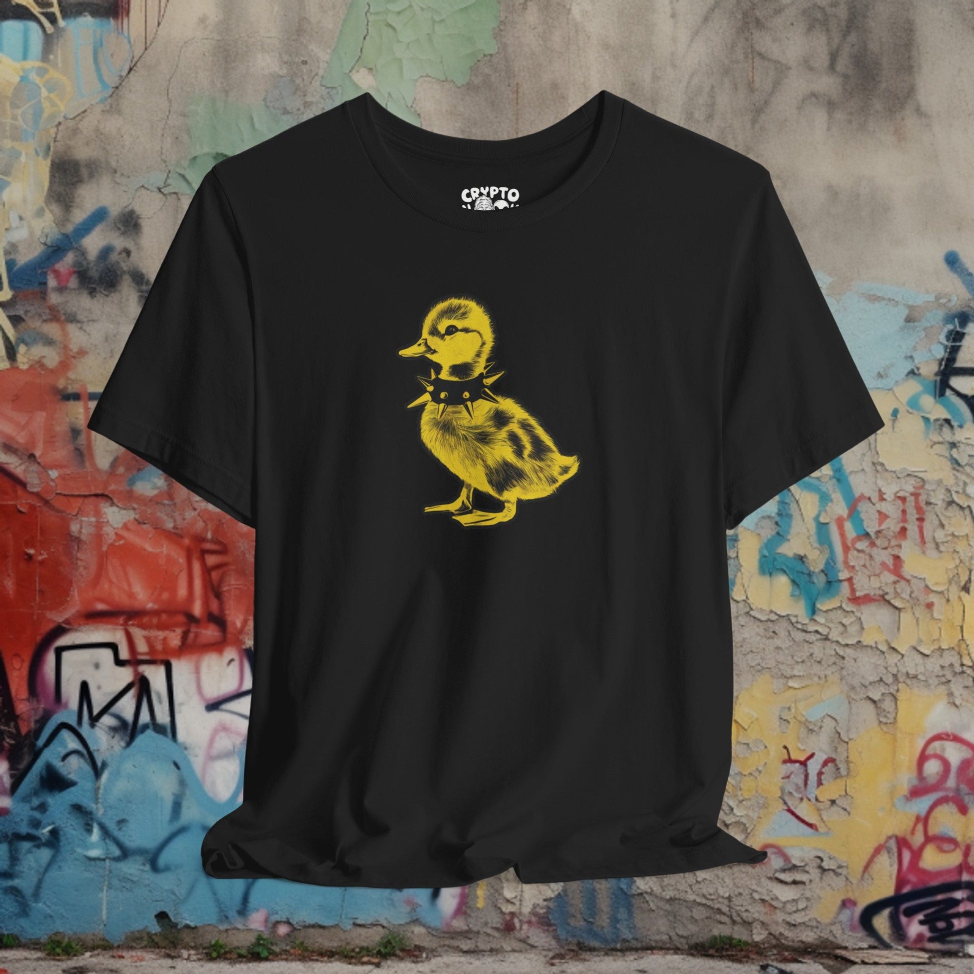 T-Shirt - Grande Punk Baby Duck in Spiked Collar Funny Animal Tee | Bella + Canvas Unisex T-shirt from Crypto Zoo Tees