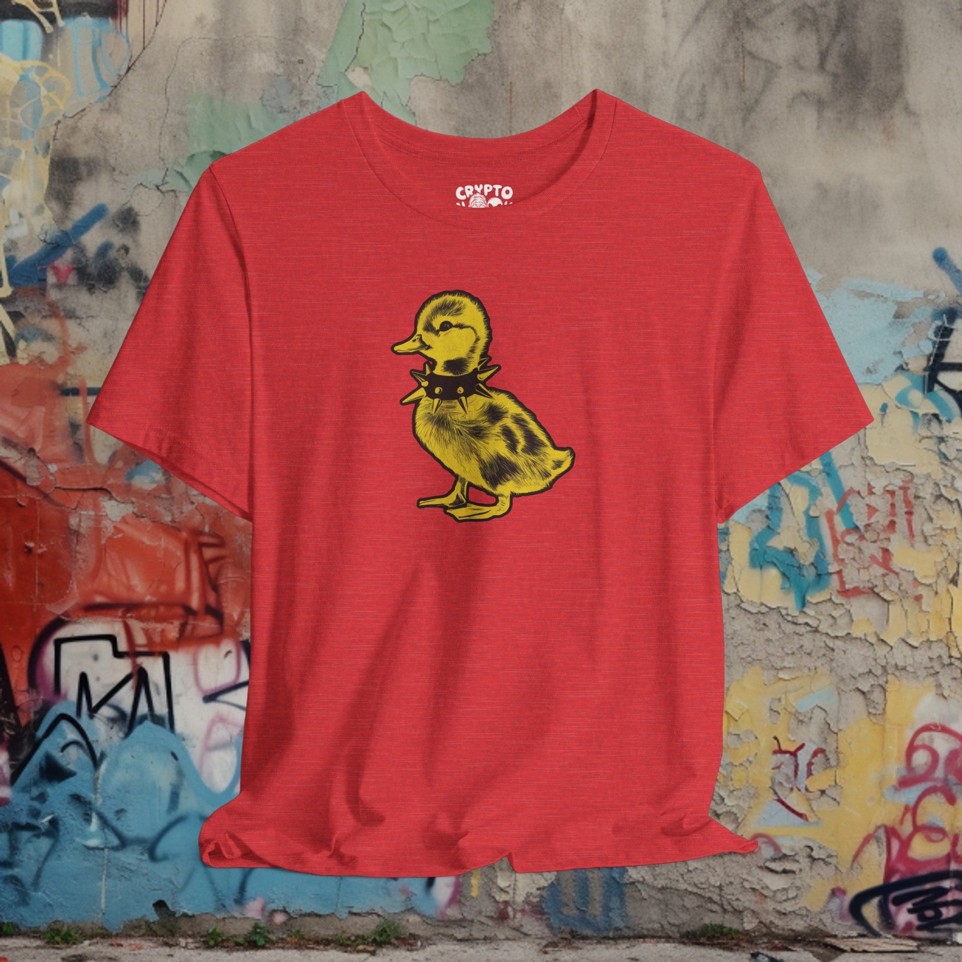 T-Shirt - Grande Punk Baby Duck in Spiked Collar Funny Animal Tee | Bella + Canvas Unisex T-shirt from Crypto Zoo Tees