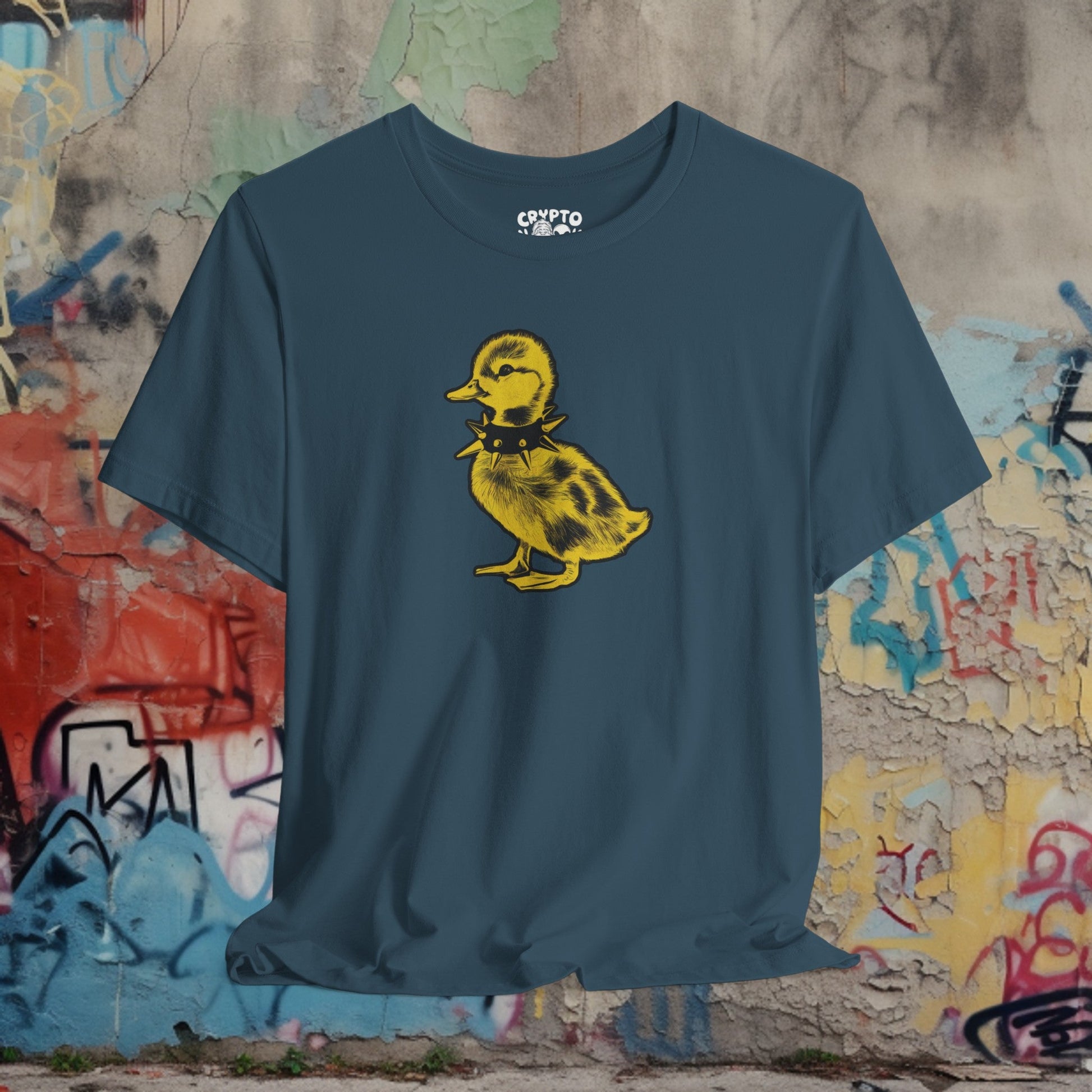 T-Shirt - Grande Punk Baby Duck in Spiked Collar Funny Animal Tee | Bella + Canvas Unisex T-shirt from Crypto Zoo Tees