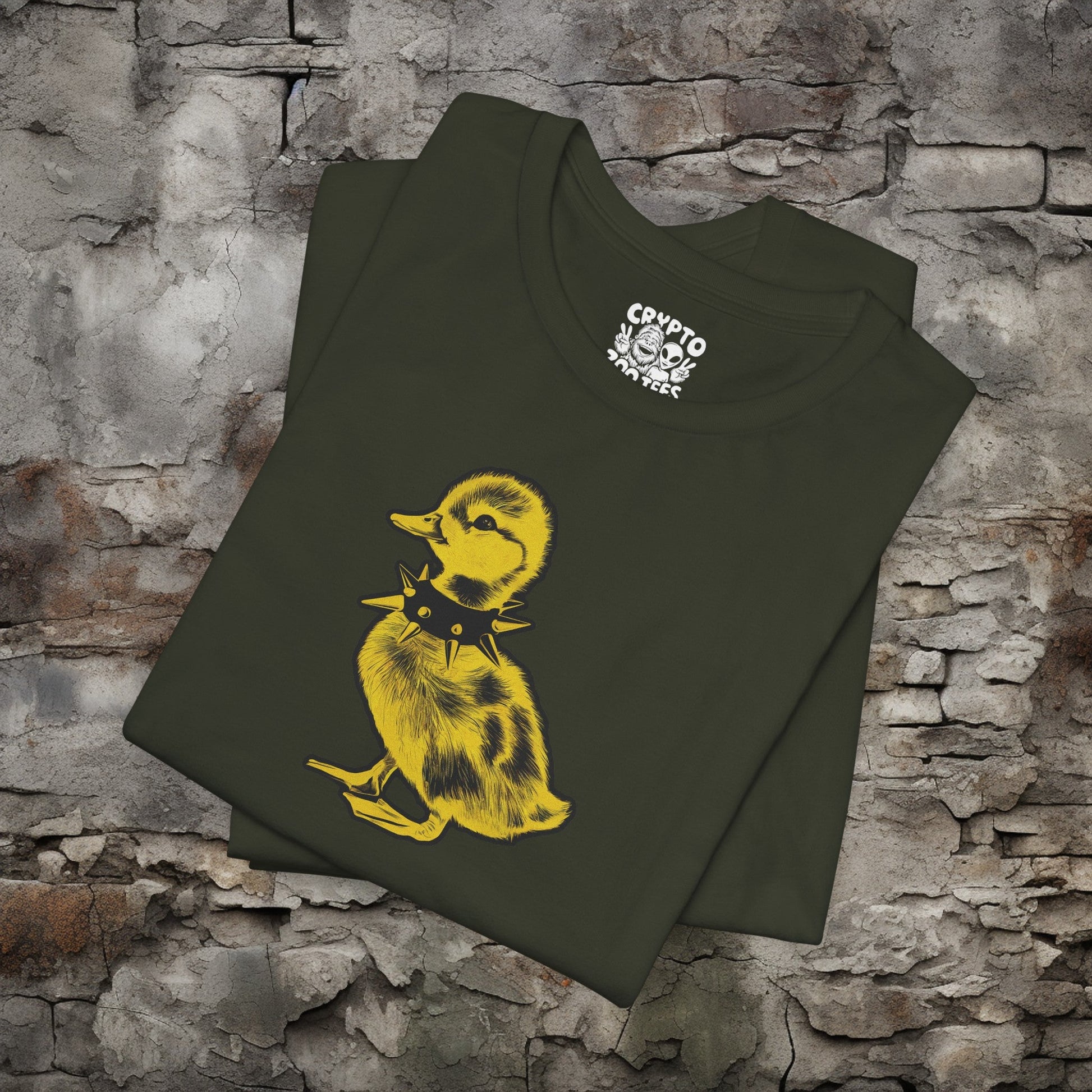 T-Shirt - Grande Punk Baby Duck in Spiked Collar Funny Animal Tee | Bella + Canvas Unisex T-shirt from Crypto Zoo Tees