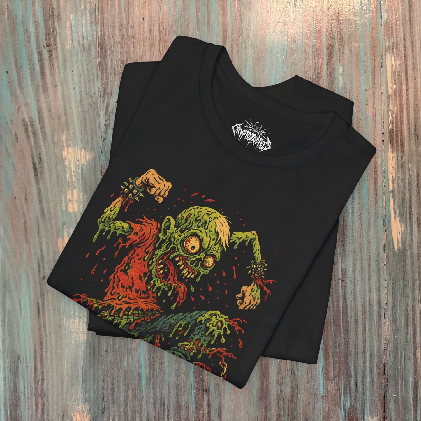 T-Shirt - Grindcore Zombie Gore | Unisex T-shirt (Bella+Canvas 3001) | Horror, Skulls &amp; Skeletons | Punk, Metal from Crypto Zoo Tees