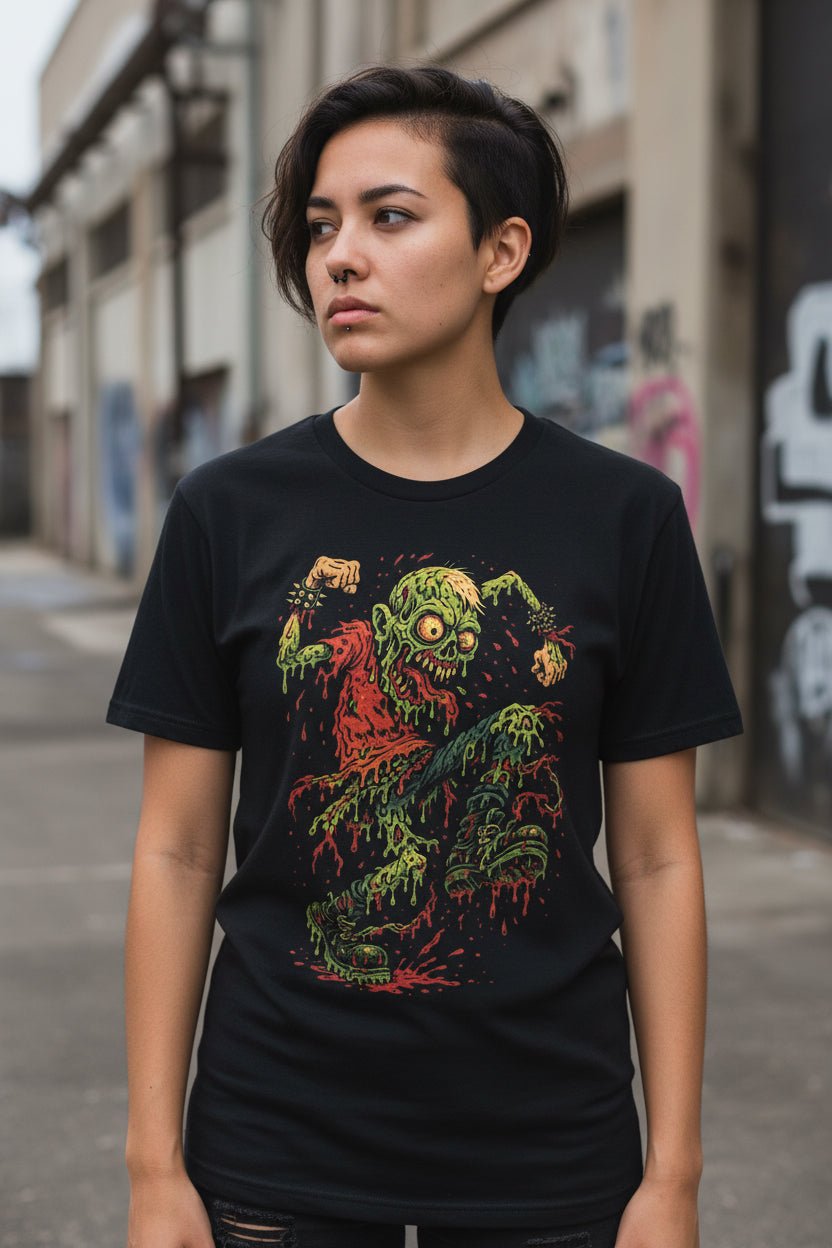 T-Shirt - Grindcore Zombie Gore | Unisex T-shirt (Bella+Canvas 3001) | Horror, Skulls &amp; Skeletons | Punk, Metal from Crypto Zoo Tees