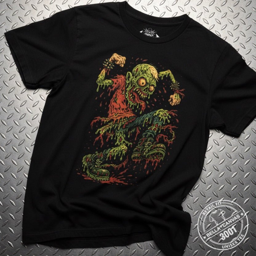 T-Shirt - Grindcore Zombie Gore | Unisex T-shirt (Bella+Canvas 3001) | Horror, Skulls &amp; Skeletons | Punk, Metal from Crypto Zoo Tees
