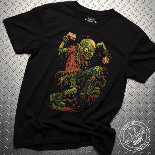 T-Shirt - Grindcore Zombie Gore | Unisex T-shirt (Bella+Canvas 3001) | Horror, Skulls &amp; Skeletons | Punk, Metal from Crypto Zoo Tees