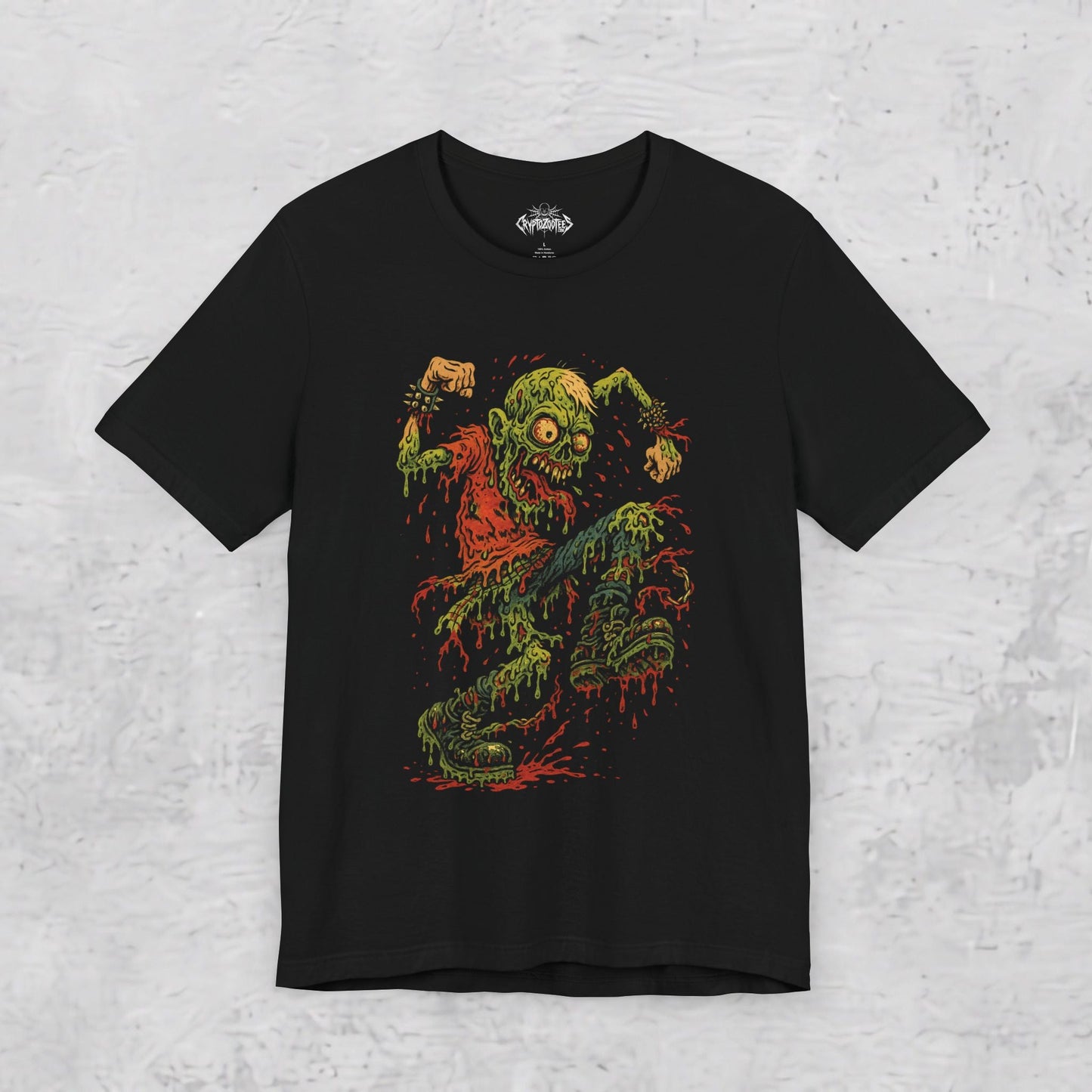 T-Shirt - Grindcore Zombie Gore | Unisex T-shirt (Bella+Canvas 3001) | Horror, Skulls &amp; Skeletons | Punk, Metal from Crypto Zoo Tees