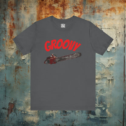 T-Shirt - Groovy Chainsaw T-shirt | Evil Dead | Bella + Canvas Unisex T-shirt from Crypto Zoo Tees