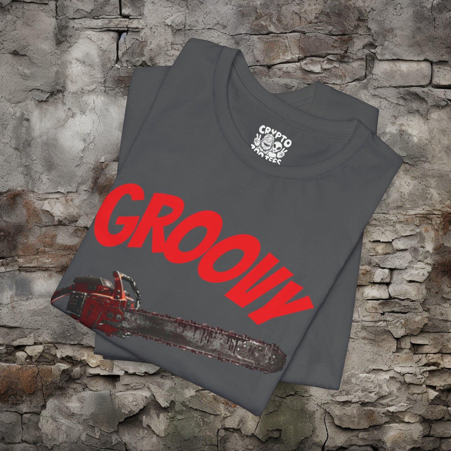 T-Shirt - Groovy Chainsaw T-shirt | Evil Dead | Bella + Canvas Unisex T-shirt from Crypto Zoo Tees