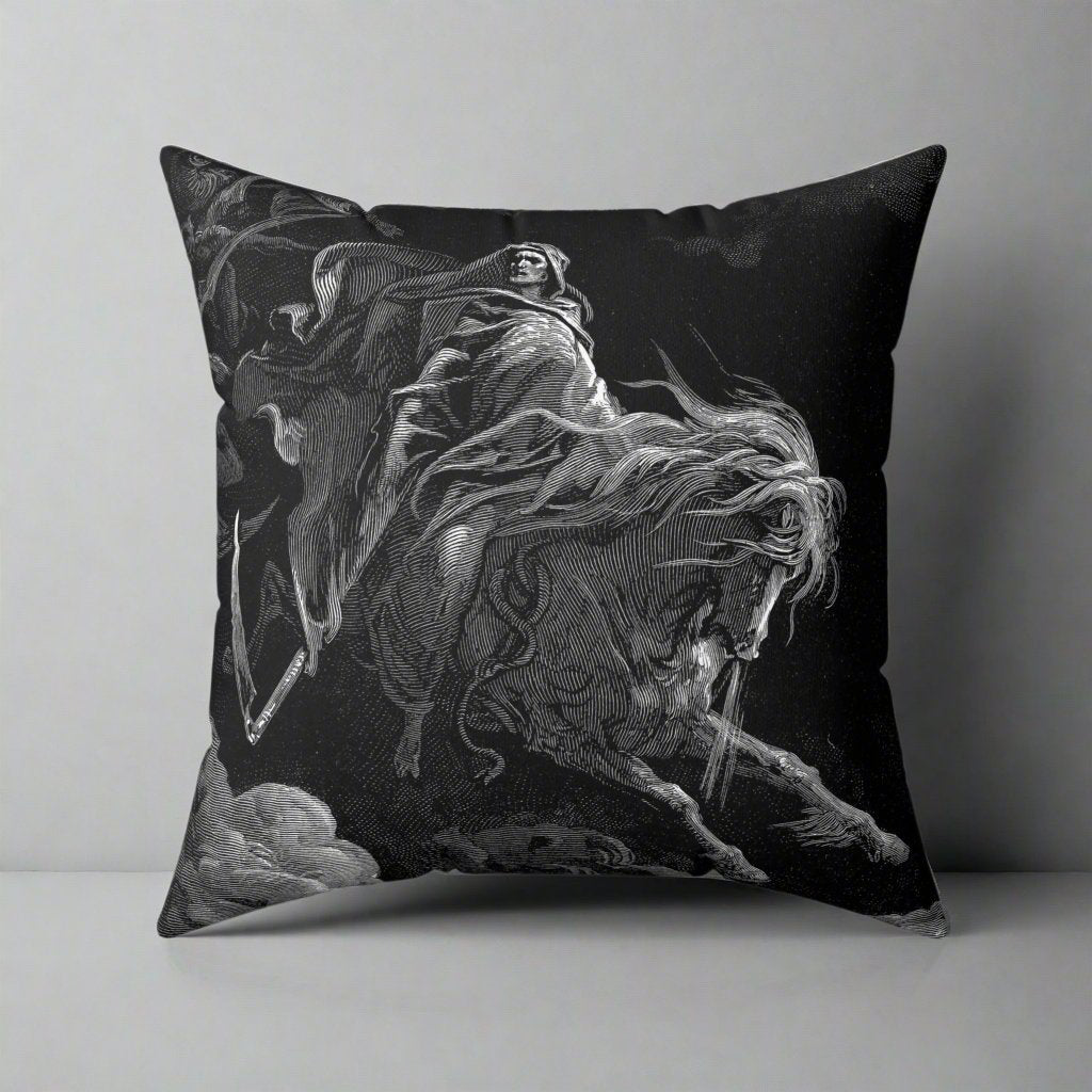 Home Decor - GUSTAVE DORÉ DEATH Spun Polyester Square Pillow - Goth Gothic Horror Home Decor from Crypto Zoo Tees