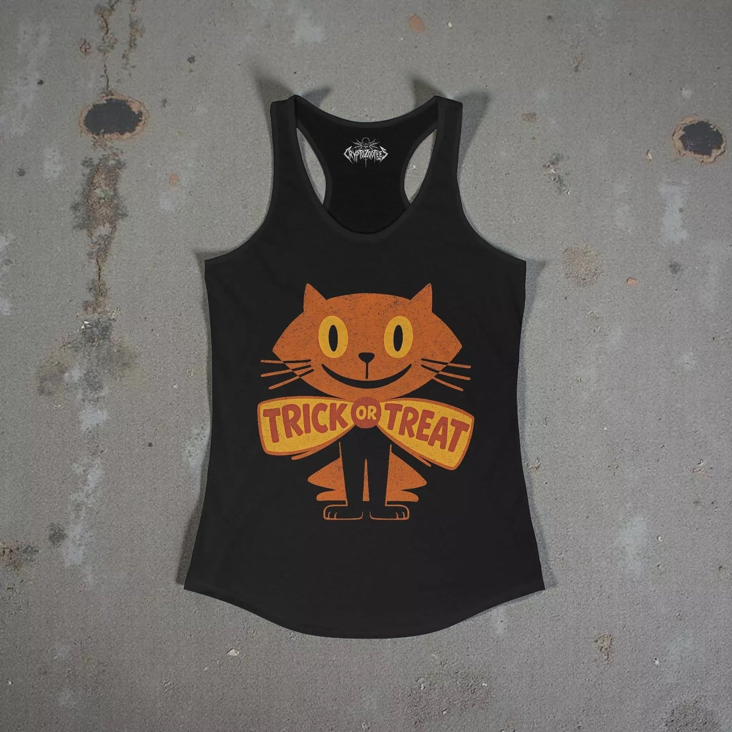  - Halloween Cat Shirt – Trick or Treat Cat Vintage Tee | Kids Tee from Crypto Zoo Tees