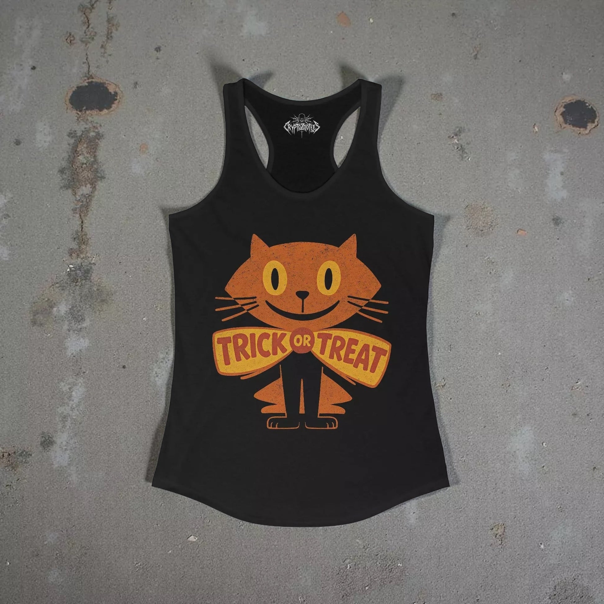  - Halloween Cat Shirt – Trick or Treat Cat Vintage Tee | Kids Tee from Crypto Zoo Tees