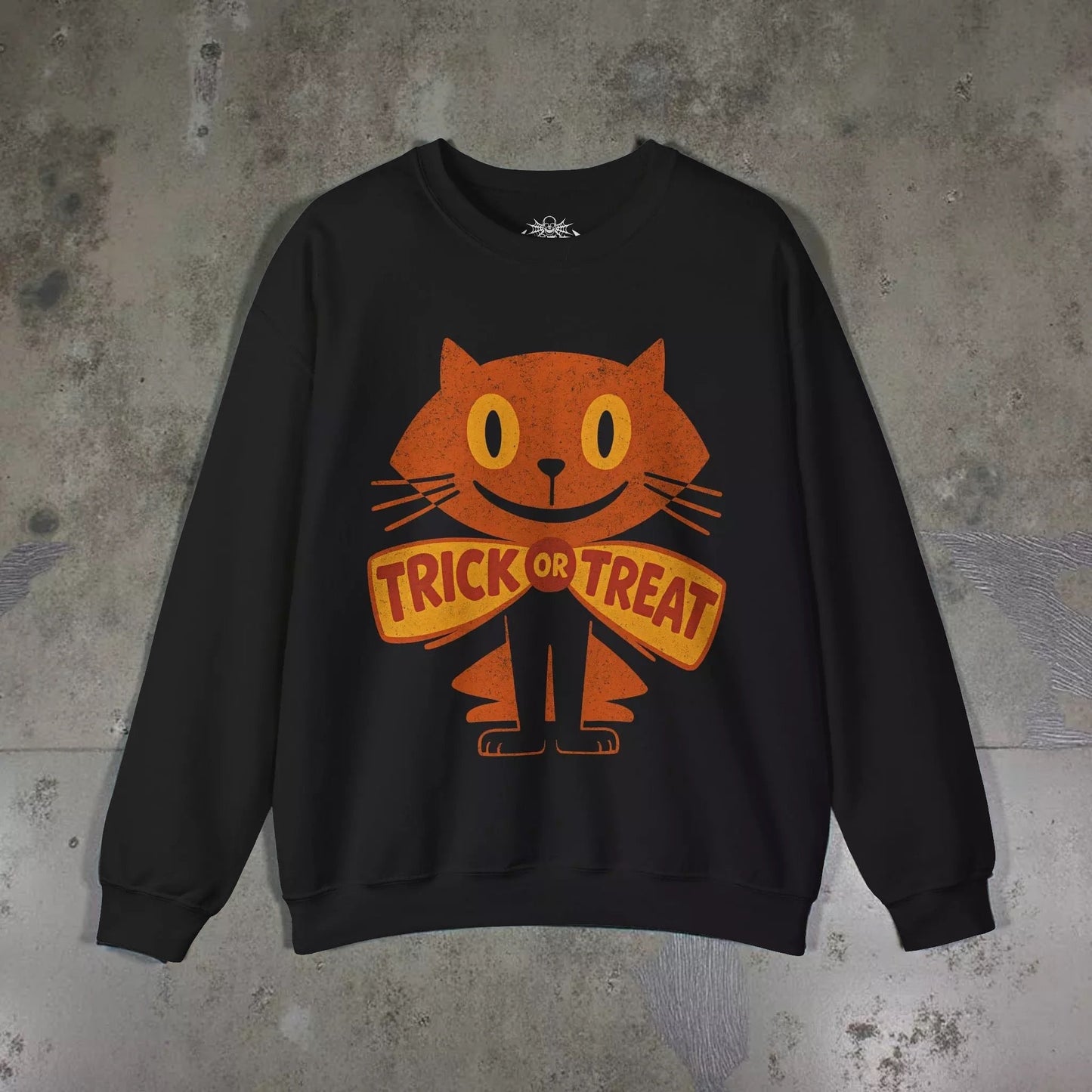  - Halloween Cat Shirt – Trick or Treat Cat Vintage Tee | Kids Tee from Crypto Zoo Tees