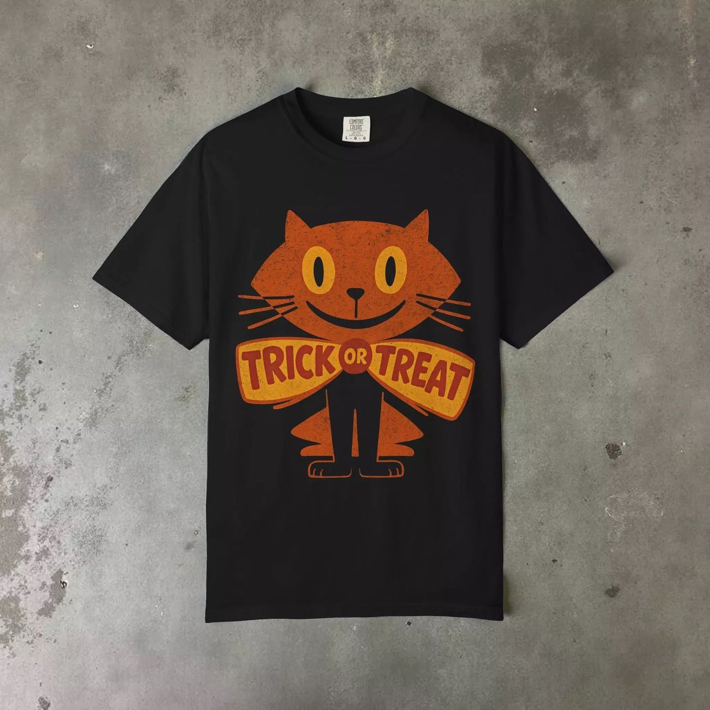  - Halloween Cat Shirt – Trick or Treat Cat Vintage Tee | Kids Tee from Crypto Zoo Tees