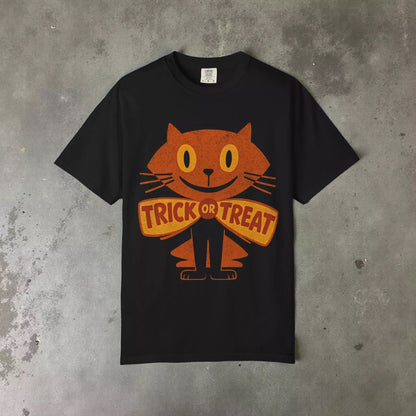  - Halloween Cat Shirt – Trick or Treat Cat Vintage Tee | Kids Tee from Crypto Zoo Tees