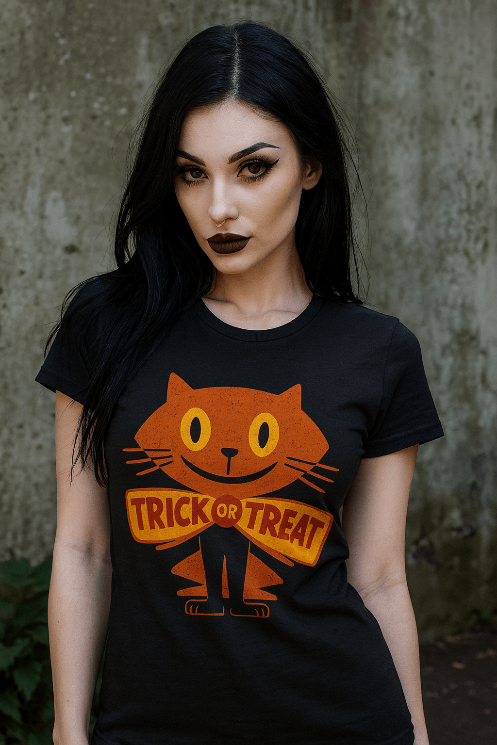  - Halloween Cat Shirt – Trick or Treat Cat Vintage Tee | Kids Tee from Crypto Zoo Tees