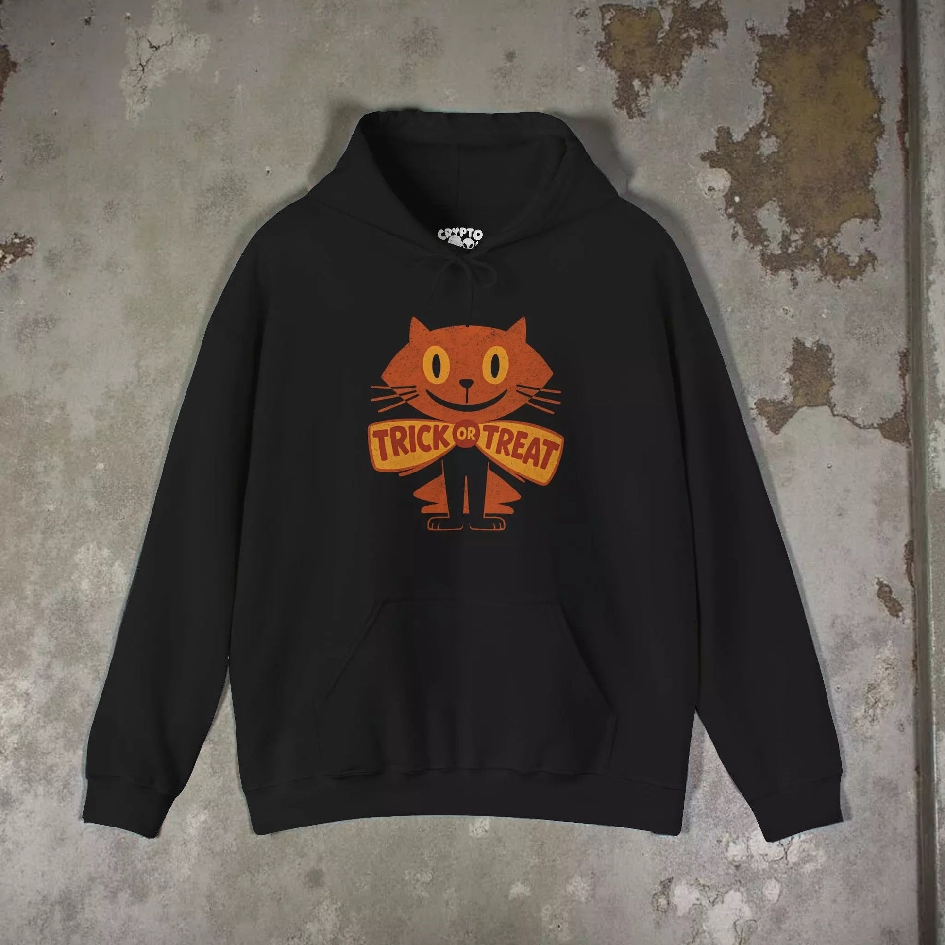  - Halloween Cat Shirt – Trick or Treat Cat Vintage Tee | Kids Tee from Crypto Zoo Tees