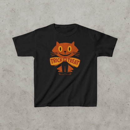  - Halloween Cat Shirt – Trick or Treat Cat Vintage Tee | Kids Tee from Crypto Zoo Tees