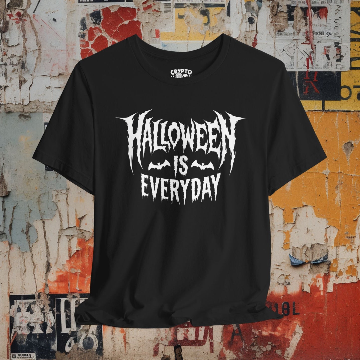 T-Shirt - Halloween is Everyday Death Metal Logo | Spooky Shirt | Bella + Canvas Unisex T-shirt from Crypto Zoo Tees