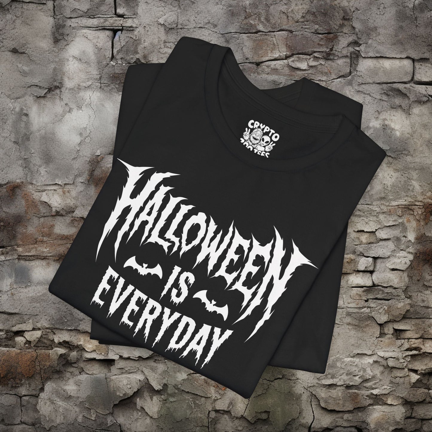 T-Shirt - Halloween is Everyday Death Metal Logo | Spooky Shirt | Bella + Canvas Unisex T-shirt from Crypto Zoo Tees