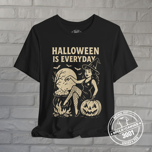 T-Shirt - Halloween Is Everyday | Unisex T-shirt (Bella+Canvas 3001) | Halloween, Spiritual | Goth/Gothic, Rockabilly from Crypto Zoo Tees